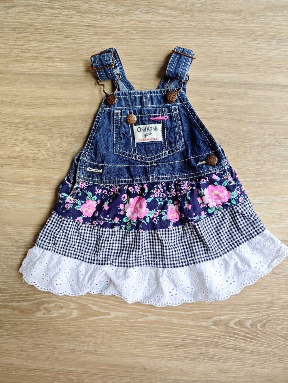 OshKosh B'gosh Baby Girl Denim Floral Tiered Overall Dress